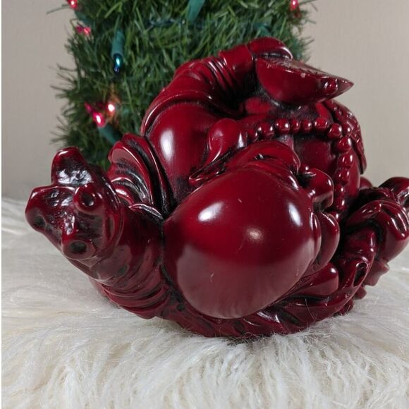 8 1/2 inch tall red resin buddha statue - Picture 5 of 11